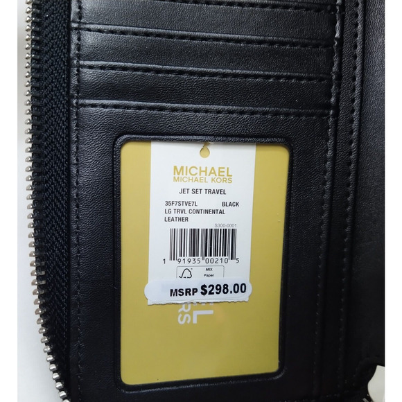 Michael Kors Jet Set Travel Black Pebbled Leather Zip Around Wallet - NWT $298 - Picture 9 of 15